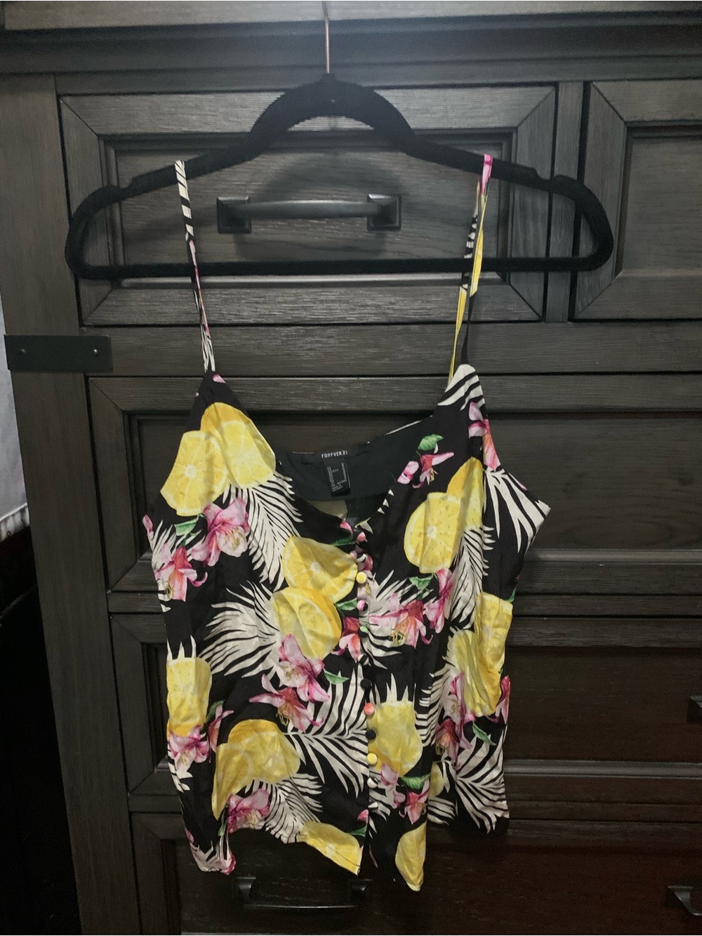 Forever 21 Black Lemon Floral Cami